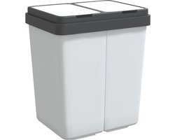 vidaXL - Vuilnisbak - dubbel - 2x25 - L - wit