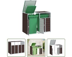 vidaXL Vuilnisbak Kast - Container Berging - Containerberging voor 2 containers 144x81x113 cm staal bruin - Stevige Containeropslag - Buitenshuis Opslag - Metalen Containerbergplaats