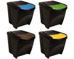 vidaXL - Vuilnisbakken - 4 - st - stapelbaar - 100 - L - antracietkleurig