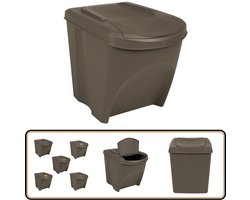 vidaXL Vuilnisbakken - Stapelbaar - 75L - Grijs Afvalbak - Prullenbak - Stapelbare Prullenbak - Afvalscheiding - Keuken Prullenbak