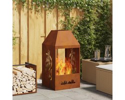 vidaXL - Vuurkorf - Bruin - 50 - x - 50 - x - 100 - cm - Weerbestendig - Staal