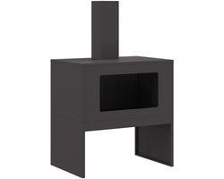 vidaXL - Vuurkorf - met - Schoorsteen - Zwart - 60x40x96 - cm - Staal