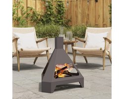 vidaXL - Vuurkorf - Zwart - 50 - x - 43 - x - 52 - cm - Staal
