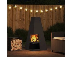 vidaXL - Vuurkorf - Zwart - 50 - x - 50 - x - 100 - cm - Koudgewalst - staal