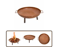 vidaXL Vuurplaats - Staal - 67,5x58x22,5 cm - Bruin Vuurkolf - Buitenkachel - Terrasverwarmer - Tuindecoratie - Vuurkorfstaal