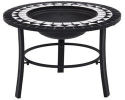 vidaXL - Vuurschaal - mozaïek - 68 - cm - keramiek - zwart - en - wit