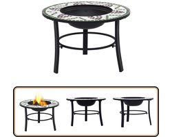 vidaXL Vuurschaal Mozaïek 68cm Groen Keramiek Vuurkorf - Tuinhaard - Buitendecoratie - Outdoor Living - Bbq Accessoires