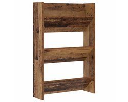 vidaXL - Wand - Schoenkast - met - plank - Oud - Hout - 60 - x - 18 - x - 90 - cm - Bewerkt - hout