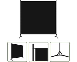 vidaXL Wandafscheider - Kamerscherm - Kamerscherm met 1 paneel 175x180 cm zwart - Privacy Screen - Room Divider - Zwarte Kamerdivider
