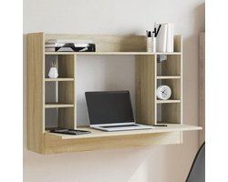 vidaXL Wandbureau 105x48x75 cm bewerkt hout sonoma eikenkleurig, bureau, boekenkast, schrijftafel, bureau wandgemonteerd, wandtafel, schrijftafels