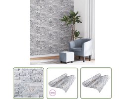 vidaXL Wanddecoratie - Vliesbehang - Vliesbehang 3D steen-look 10x0,53 m lichtgrijs en bruin - Steenprint - Modern Design - Interieurbijzonderheid