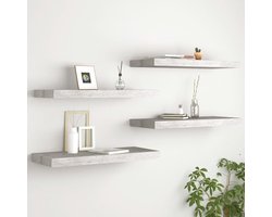 vidaXL Wanden Decoreren - Wandplank - Wandschappen zwevend 4 st 60x23,5x3,8 cm MDF betongrijs - Minimalistische Decoratie - Betonlook - Mdf Kast