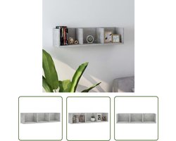 vidaXL Wandenplank - CD Kast - Cd-wandschap 75x18x18 cm bewerkt hout betongrijs - Houten Plank - Opbergwand - Muurkasten