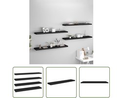 vidaXL Wandenplank - Wandplank - Wandschappen zwevend 4 st 120x23,5x3,8 cm MDF zwart - Mdf Plank - Zwarte Wanddecoratie - Minimalistisch Wonen