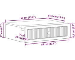 vidaXL - Wandgemonteerde - Zijtafel - Betongrijs - 59 - x - 34,5 - x - 17 - cm