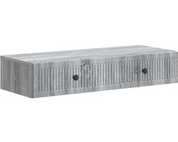 vidaXL - Wandgemonteerde - Zijtafel - Grijs - sonoma - 87,5 - x - 34,5 - x - 17 - cm