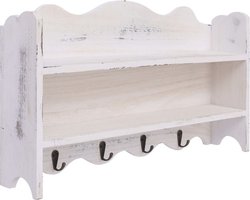 vidaXL - Wandkapstok - 50x10x30 - cm - hout - wit