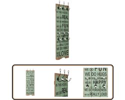 vidaXL Wandkapstok - 6 haken - 120x40 cm - Groen & zwart Vintage Wanddecoratie - Retro Kapstok - Houten Kapstok - Mdf Kapstok - Multifunctionele Kapstok