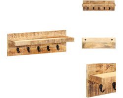vidaXL - Wandkapstok - 60x15x20 - cm - massief - ruw - mangohout