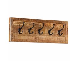 vidaXL - Wandkapstok - met - 5 - haken - massief - mangohout