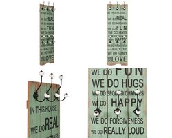 vidaXL Wandkapstok met 6 haken HAPPY LOVE 120x40 cm - Kapstok - Kapstokken - Muurkapstok - Muurkapstokken