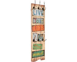 vidaXL - Wandkapstok - met - 6 - haken - LIVE - LIFE - 120x40 - cm