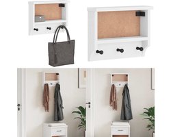 vidaXL Wandkapstok SANDNES wit 45x12x35 cm massief grenenhout - Wandkapstok - Wandkapstokken - Kapstokhaakrek - Wandkapstokhanger