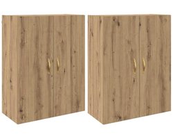 vidaXL - Wandkast - 2 - pcs - Artisan - Eiken - 69,5 - x - 34 - x - 90 - cm - Bewerkt - hout