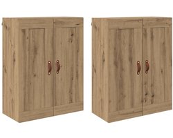 vidaXL - Wandkast - 2 - pcs - Artisan - Eiken - 69,5 - x - 34 - x - 90 - cm - Bewerkt - hout