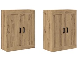 vidaXL - Wandkast - 2 - pcs - Artisan - Eiken - 69,5 - x - 34 - x - 90 - cm - Bewerkt - hout
