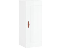 vidaXL - Wandkast - 34,5x34x90 - cm - bewerkt - hout - hoogglans - wit