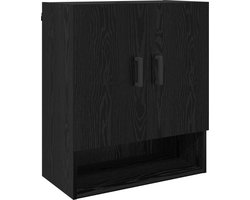 vidaXL - Wandkast - 60 - x - 31 - x - 70 - cm - Bewerkt - hout - Zwart - eiken