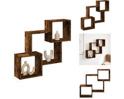 vidaXL - Wandkast - 78x18x71 - cm - bewerkt - hout - gerookt - eikenkleurig