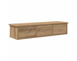 vidaXL - Wandkast - 88x26x18,5 - cm - bewerkt - hout - artisanaal - eikenkleur