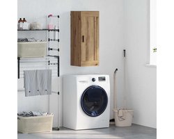 vidaXL - Wandkast - Artisan - Eiken - 34,5 - x - 34 - x - 90 - cm - Bewerkt - hout