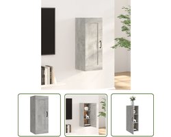 vidaXL Wandkast - Hangkast - Hangkast 35x34x90 cm bewerkt hout betongrijs - Opbergkast - Beton Grijs - Houten Kast