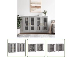 vidaXL Wandkast - Hangkast - Hangkasten 2 st bewerkt hout grijs sonoma eikenkleurig - Grijze Kast - Houten Kast - Badkamerkast