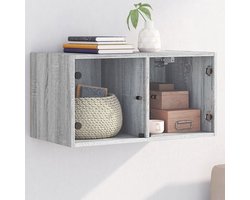 vidaXL Wandkast - Hangkast - Wandkast met glazen deuren 68,5x37x35 cm grijs sonoma - Opbergkast - Houten Kast - Grijze Kast