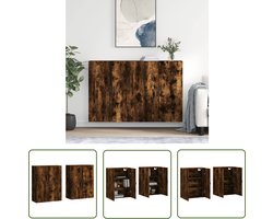 vidaXL Wandkast - Houten Kast - Hangkasten 2 st bewerkt hout gerookt eikenkleurig - Bergruimte - Badkamerkast - Keukenkast