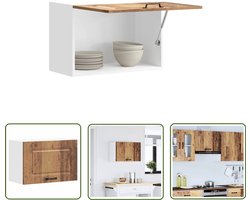 vidaXL Wandkast - Keuken Kast - Keukenwandkast Kalmar bewerkt hout oud houtkleurig - Opslagoplossing - Houten Kast - Vintage Stijl