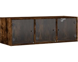 vidaXL - Wandkast - met - glazen - deuren - 102x37x35 - cm - gerookt - eikenkleurig