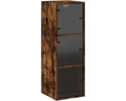 vidaXL - Wandkast - met - glazen - deuren - 35x37x100 - cm - gerookt - eikenkleurig