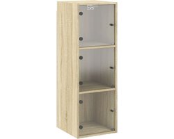 vidaXL - Wandkast - met - glazen - deuren - 35x37x100 - cm - sonoma - eikenkleurig