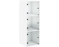 vidaXL - Wandkast - met - glazen - deuren - 35x37x100 - cm - wit