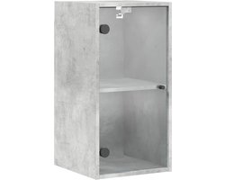 vidaXL - Wandkast - met - glazen - deuren - 35x37x68,5 - cm - betongrijs