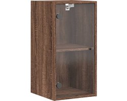 vidaXL - Wandkast - met - glazen - deuren - 35x37x68,5 - cm - bruineikenkleurig