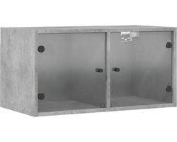 vidaXL - Wandkast - met - glazen - deuren - 68,5x37x35 - cm - betongrijs