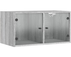 vidaXL - Wandkast - met - glazen - deuren - 68,5x37x35 - cm - grijs - sonoma