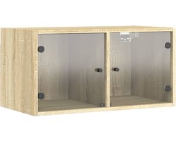 vidaXL - Wandkast - met - glazen - deuren - 68,5x37x35 - cm - sonoma - eikenkleurig
