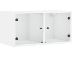 vidaXL - Wandkast - met - glazen - deuren - 68,5x37x35 - cm - wit